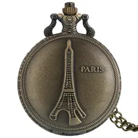 Montre de poche analogique à quartz pour femme design de tour de Paris horloge de chasseur complète 80cm collier de chandail chaîne souvenir reloj