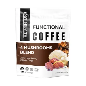 Bio Private Label Löwen mähne Pilz Kaffeepulver Reishi Pilz Kaffee Chaga Shiitake Instant Ganoderma Kaffee