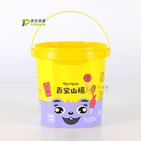 Seau en plastique réutilisable de 1,2 L, imprimé IML, pour aliments, popcorn, emballage personnalisé, bac avec poignée
