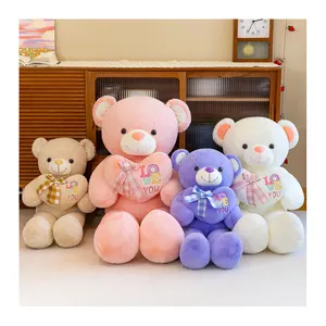 Großer Teddybär mit Herz Kuscheltiere Plüschtiere Benutzer definierte Plüsch tier rosa Teddybär Plüschtiere Valentinstag Geschenk