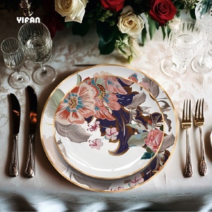 YIFAN Tableware New Arrival Flower <b>Plate</b> Bone China Dinnerware Set Good Quality <b>Ceramic</b> Dinner <b>Plate</b> - Product Image 1