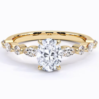 Ensemble de bagues de mariage personnalisées en or pur 10K 14K 18K bicolore avec halo de diamants Moissanite VVS pour elle