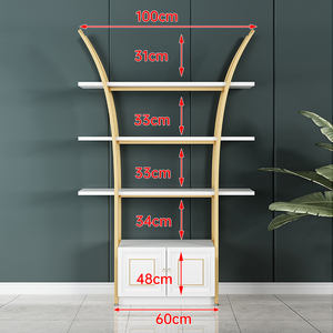 Ahorro de espacio Zapatería de lujo Muebles Zapatos de metal dorado Soporte de exhibición Estante para tienda minorista 3 compradores - Product Image 3