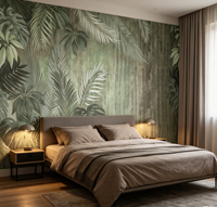 Papier peint mural vintage à thème tropical, papier peint vert à feuilles de palmier Monstera, papier peint photo personnalisé pour la décoration murale intérieure de la maison et de l'hôtel