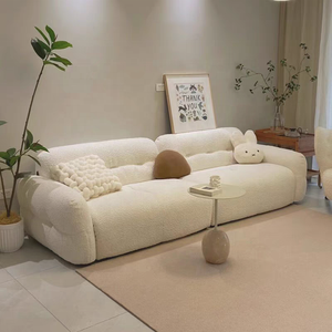 फ्रेंच क्रीम आधुनिक लक्जरी लिविंग रूम सेट छोटे अपार्टमेंट उपयुक्त सीधे क्लाउड कपड़े मेमने ऊन सरल डिजाइनर सोफा - Product Image 6
