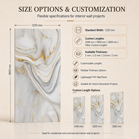 Dalle de marbre artificiel MORLENX Flowing White Gold en PVC avec revêtement UV pour décors de réception, décoration d'appartements et fournitures commerciales