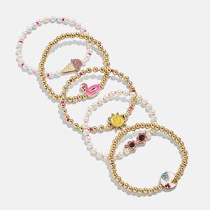 Braccialetto dell'amicizia personalizzato in <span class=keywords><strong>oro</strong></span> con perline, ciondolo a forma di matita per zaino da scuola per bambini, braccialetto elastico - Product Image 3