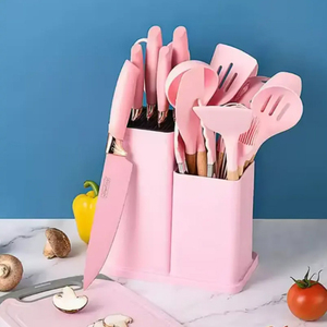 19-Piece Silicone đồ dùng nhà bếp thiết lập kết hợp dao lưu trữ ống và giá nấu ăn Công cụ thiết lập - Product Image 4