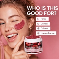 HALORINNA 130g Masque Nettoyant au Boue de Mer Profonde de Cerise Nettoyage en Profondeur Éclat Naturel de la Peau Hydratant Lissant Soin Quotidien du Visage OEM