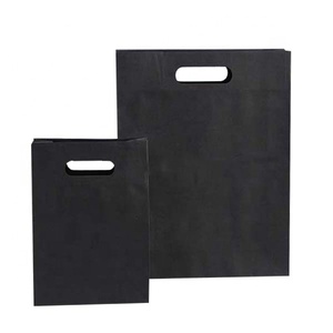 Bolsas con asas de papel, papel troquelado personalizado, troquelado, 250 gramos, ropa de arte, compras, impresión Offset ecológica negra, reutilizable - Product Image 2