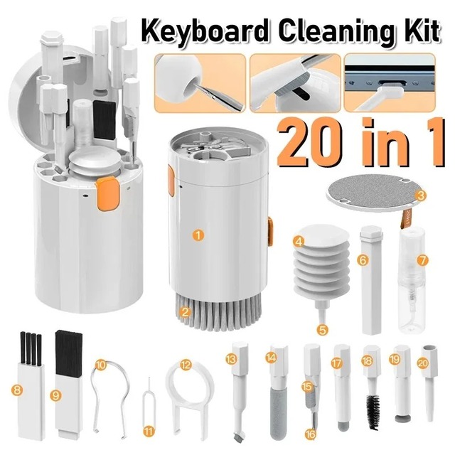 20 in 1 Cleaning Kit Computer Keyboard Cleaner Brush Earphones Cleaning Pen Screen Clean Tools Keycap Multifunctional Set