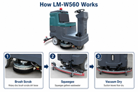 Nouvelle autolaveuse industrielle autoportée LM-W560, largeur de nettoyage 580 mm, réservoir de récupération 110 L, batterie 24 V pour usine