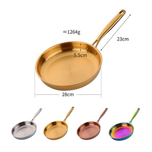 <span class=keywords><strong>Wok</strong></span> antiadhésif en acier inoxydable 304 de 28 cm pour la cuisine à domicile, petit-déjeuner, crêpes, œufs frits, steaks, repas rapides et faciles, gaz, induction - Product Image 3