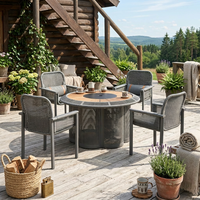 Ensemble de jardin résistant aux intempéries Meiqi, table de foyer extérieure avec chaises pour villa, patio, jardin, repas et détente