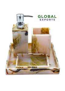 ชุดห้องน้ำสามชิ้นทำจากเรซิ่นเกรดพรีเมี่ยมที่ใส่สบู่ที่ใส่แปรงสีฟันอุปกรณ์เสริมโต๊ะเครื่องแป้งที่ทนทานทันสมัยเป็นมิตรกับสิ่งแวดล้อม - Product Image 2