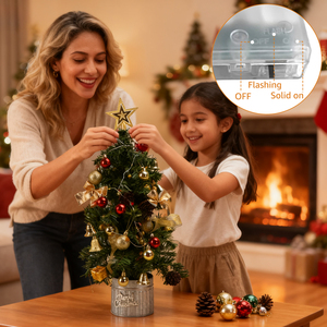 Aigostar 2.3M luci a LED a batteria 36 ornamenti oro rosso 2700K bianco caldo 2 modalità per piccoli alberi natale - Product Image 4