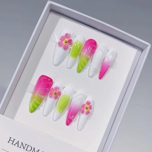 <span class=keywords><strong>Poudre</strong></span> magique effet miroir Lapis Lazuli blanc, blanc pur, doré, nacré, classique et élégant, <span class=keywords><strong>ongles</strong></span> press-on faits main - Product Image 4