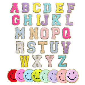 Parches de letras con purpurina de Color rosa, 24 parches de chenilla del alfabeto, parches para planchar o coser para ropa - Product Image 5