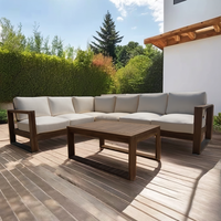 Acogedora mesa de centro modular de madera de teca de sofá conjunto para patio al aire libre Jardín junto a la piscina terraza jardín sofá conjunto