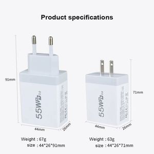 4 in 1 55W 2 USB+2 USB-C Wall Charger Dual USB Charger Block 20W Fast <b>Charging</b> Dual PD Type C Power <b>Adapter</b> for Phone 15 16 Pro - Product Image 4