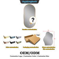 Miroir LED ovale moderne avec cadre en aluminium, miroir intelligent à capteur tactile, anti-buée, décoration d'hôtel, miroir de salle de bain avec éclairage LED