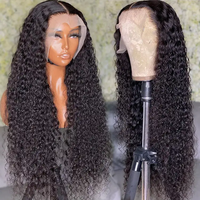 Perruque Frontale en Dentelle HD Suisse Sans Colle de Cheveux Humains Vierges Brésiliens Remy Ondulés pour Femmes Noires