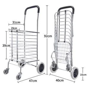 Folding Shopping Cart   88LBS Large Capacity Jumbo Grocery Cart with Dual Basket 360 Swivel Wheels