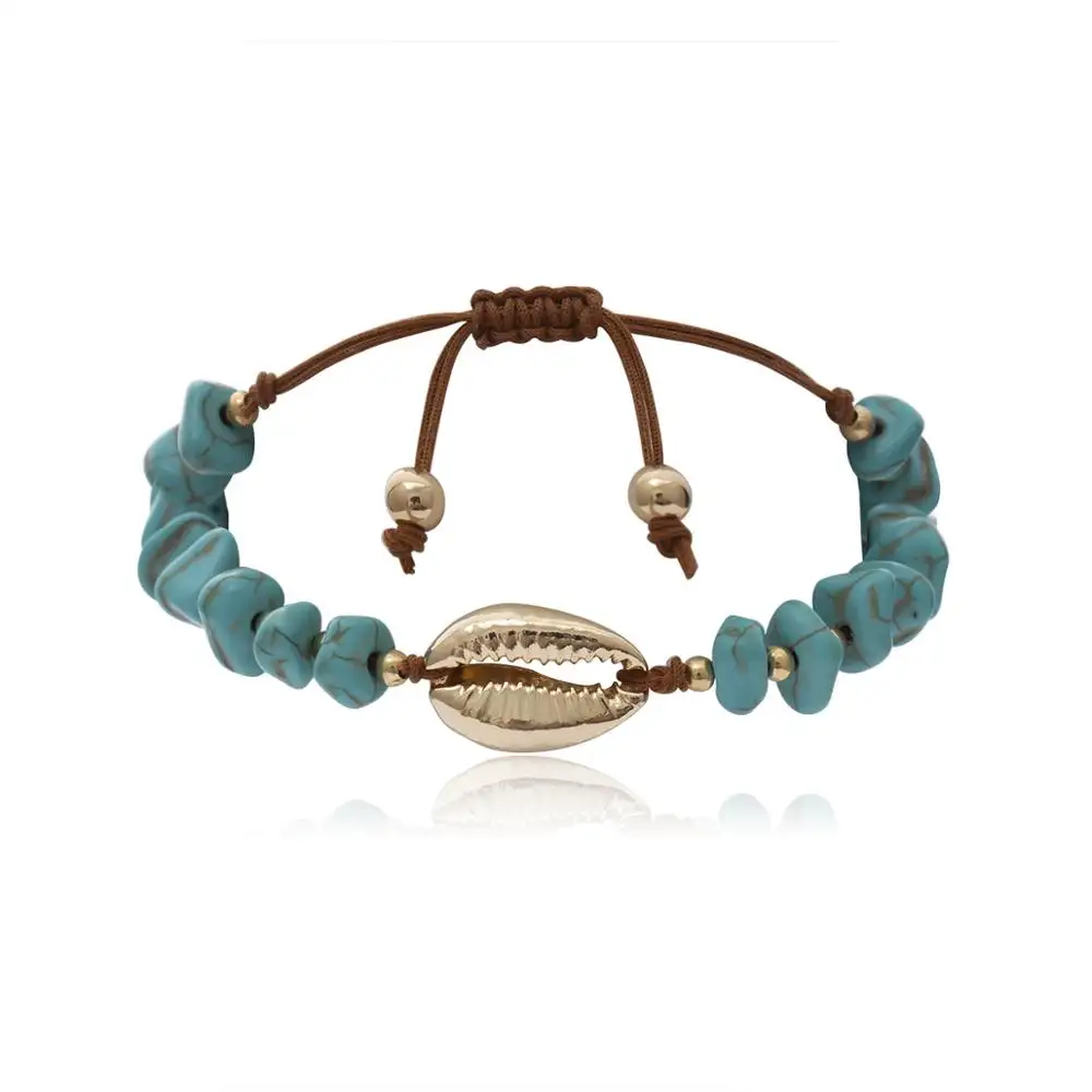 Offre Spéciale Coquillage Bracelet Turquoise Réglable Corde Bracelet Bijoux À La Mode Chaude Coquille de porcelaine Bracelet Pour les femmes