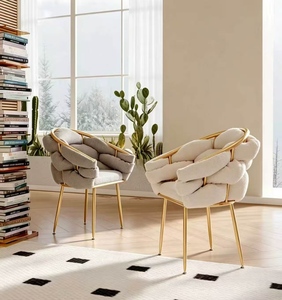 Chaise de salon de manucure de luxe légère, style crème, avec dossier, tabouret de maquillage pour coiffeuse, usage domestique et chambre à coucher - Vente chaude - Product Image 6