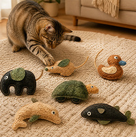 Jouets à mâcher pour chats d'intérieur de haute qualité, durables, interactifs et écologiques, en forme de souris, tortue, éléphant, dauphin, en liège écologique et peluche naturelle