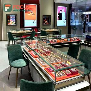 Premium Jewelry Counter Glass Display Cabinet High End LED Light Luxury Jewelry Display Case with Glass - Product Image 1