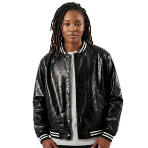 Giacca Bomber da Uomo in PU Verde Oliva con Texture Goffrata, Colletto Rovesciato, Stile Casual, Giacca in Ecopelle alla Moda - Product Image 6