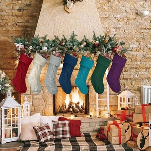 Solid Color Woven <b>Christmas</b> Stockings & Socks <b>Gift</b> <b>Bags</b> <b>Large</b> Wool Home Wall Decorations Candy <b>Bags</b> Soft Embroidered - Product Image 4