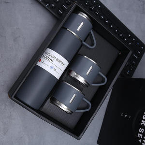 Set de Termo de Acero Inoxidable con Aislamiento al Vacío, Color Negro Mate, 500 ml, con <span class=keywords><strong>Tazas</strong></span> y Bolso, para Regalo Empresarial - Product Image 3