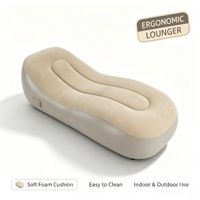 Chaise longue gonflable portable en forme de S, avec revêtement floqué doux, pour le voyage, le camping et la plage