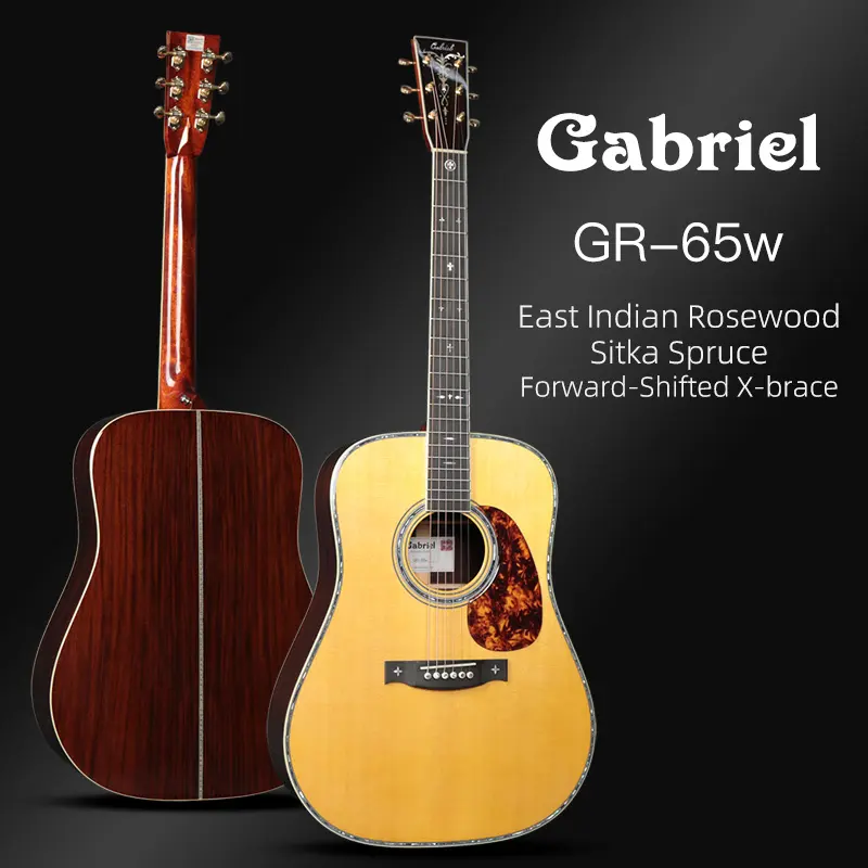 GabrielフラッグシップモデルGR65W41インチ全固体手作りインドローズウッドアコースティックギターエレクトリックアコースティックギター工場販売