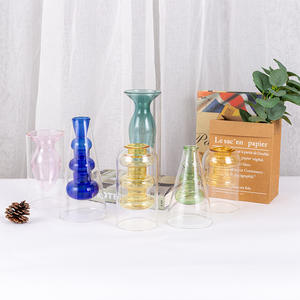 Modern Double Wall Teal Tabletop Flower <strong>Vase</strong> Glass <strong>Cylinder</strong> <strong>Vase</strong> for Weddings - Product Image 1