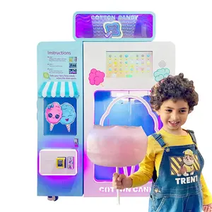 Outdoor Supermarket Coin Operated Smart Snow Cone Cotton Candy Floss Vending Machine Manufacturers