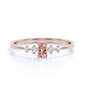 Anillo de Compromiso de Morganita Rosa Minimalista, Joyería Clásica y Delicada para Mujer, Chapado en Oro Rosa S925, Anillos Elegantes de Promesa - Product Image 4