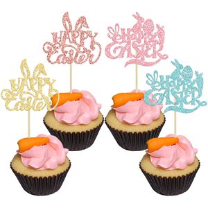 Decorazioni per Cupcake Pasquali, Topper Glitterati a Forma di Coniglio, Decorazioni per Torte a <span class=keywords><strong>Tema</strong></span> Primaverile, Accessori per Feste - Product Image 6