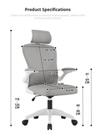 Chaise de bureau ergonomique à dossier haut en maille, chaise d'ordinateur avec coussin en mousse moulée épaisse, accoudoirs réglables, appui-tête et soutien lombaire