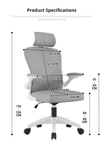 Chaise de bureau ergonomique à dossier haut en maille, chaise d'ordinateur avec coussin en mousse moulée épaisse, accoudoirs réglables, appui-tête et soutien lombaire - Product Image 6