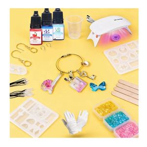 TOYSRUNNER Kit de Création de Bijoux en Résine pour Designers, avec Adhésif Transparent à Séchage Rapide, Lumière UV, Moules en Silicone et Outils - Product Image 5