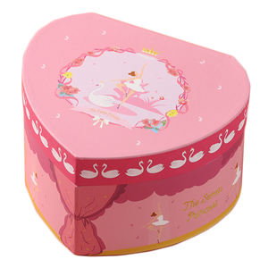 Caixa de Música em Forma de Coração de Papel, Eco-Friendly, com Manivela, Organizador de Joias para Crianças com Bailarina Dançante - Product Image 1