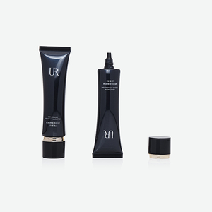 Tubo Exprimible de PE Negro Brillante con Punta Cónica Corta y Tapa Plana Bicolor Negro y Dorado para Base Líquida y Corrector - Product Image 3