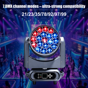 Luz Móvil LED RGBW 4 en 1 de 19x15W con Zoom, Efecto Ojo de Abeja, DMX512, Iluminación Profesional para Escenarios, Bodas, Eventos, Espectáculos, Clubes, DJ, Discotecas - Product Image 4