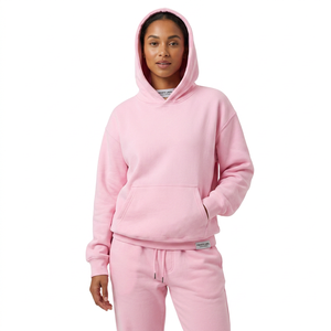 Custom Ladies 320 GSM Cotton Fleece Tracksuit Set Ribbed Cuffs Waistband Casual Fashion Wholesale Manufacturer - Product Image 4