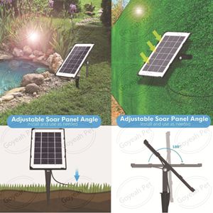 Aérateur de bassin rechargeable à énergie solaire, pompe à air pour <span class=keywords><strong>aquarium</strong></span>, oxygénateur avec 2 pierres à bulles d'air - Product Image 5