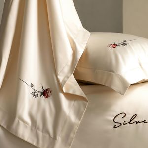 Juego de Cuatro Piezas de Algodón Puro de Fibra Larga, Bordado, Diseño Sólido, 600 Hilos, Estilo Europeo Americano, para Hospital y Hogar - Product Image 4