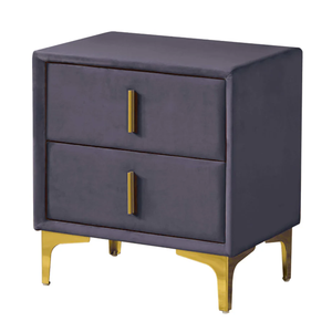 Table <span class=keywords><strong>de</strong></span> chevet en <span class=keywords><strong>velours</strong></span> Lenia (2 tiroirs) - Product Image 1